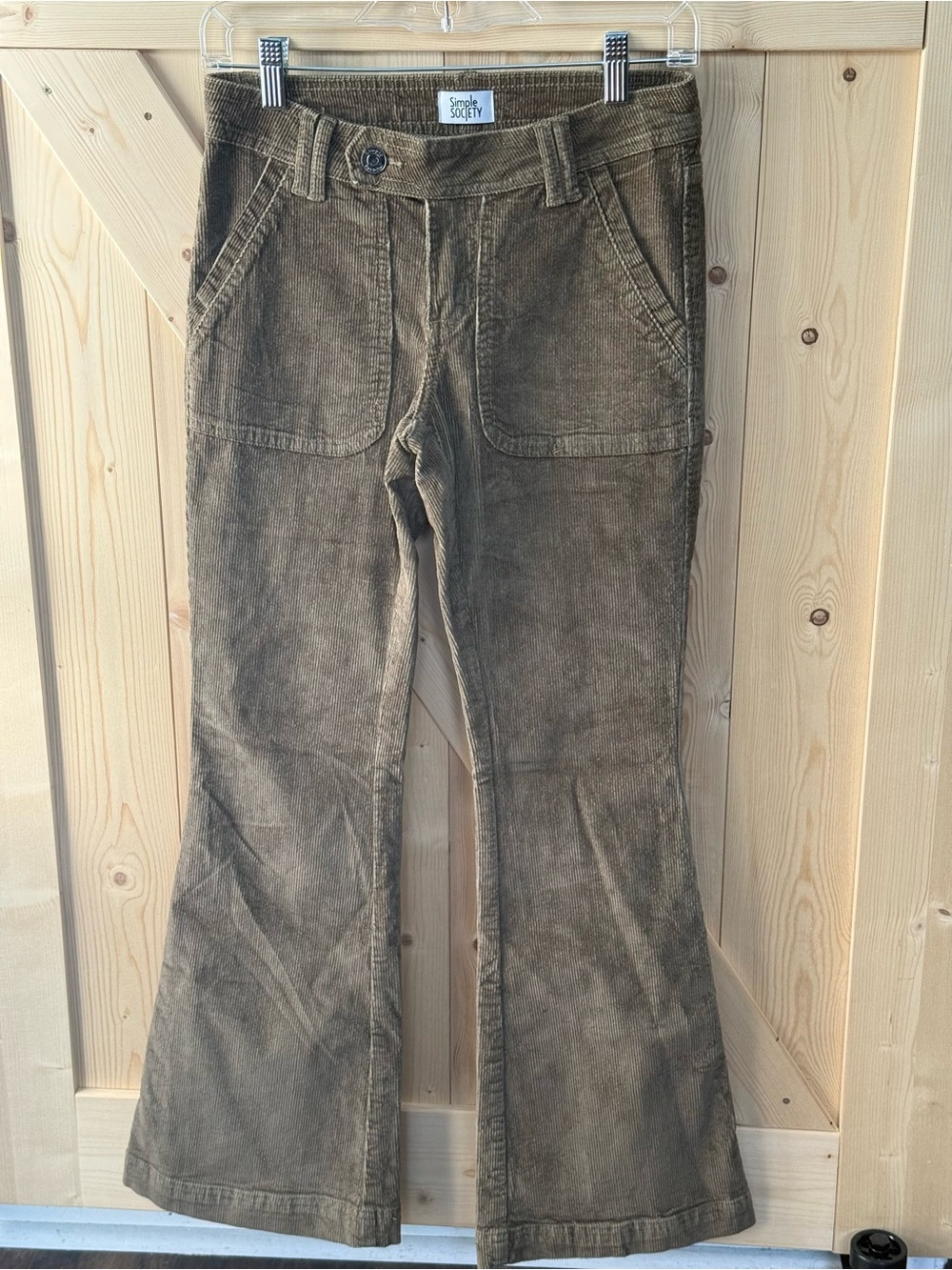 Corduroy Flared Pants in Olive Green NWOT